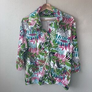 Passports Tropical Button Down Top Size L